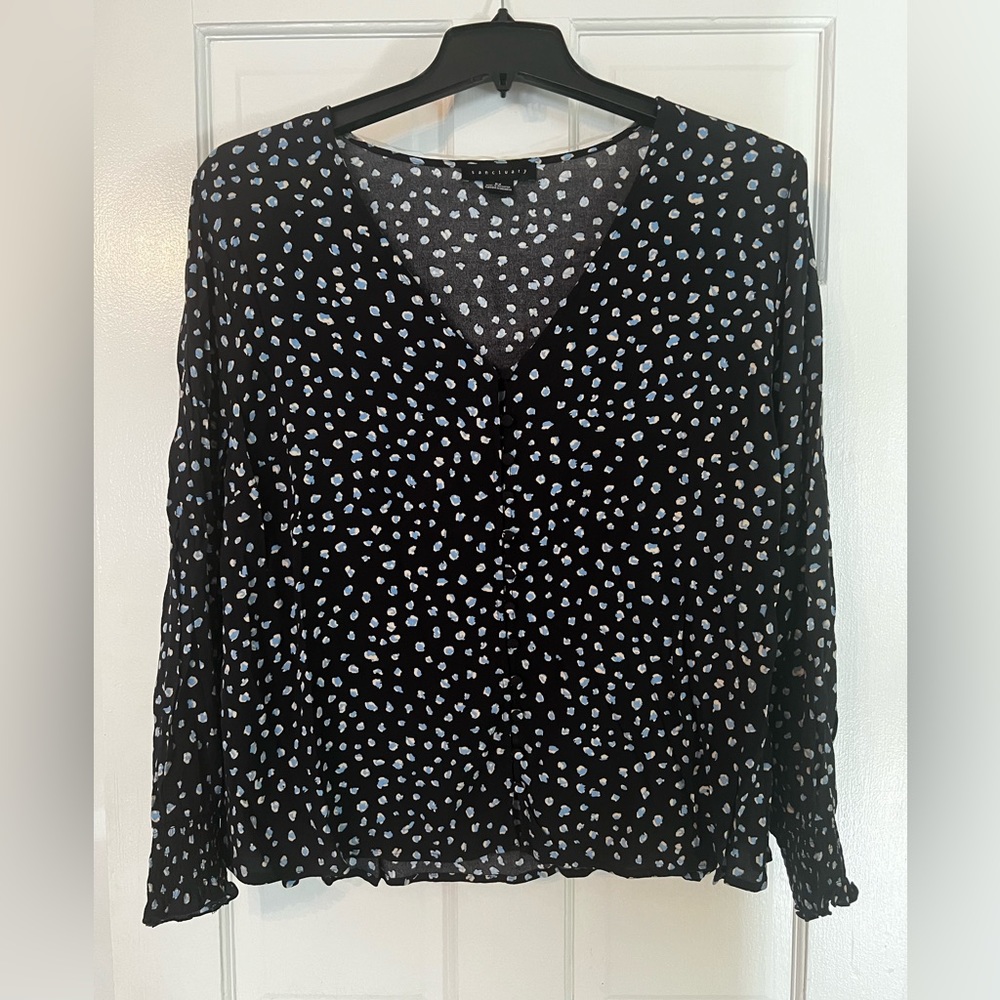 Sanctuary dark blue flowy blouse
